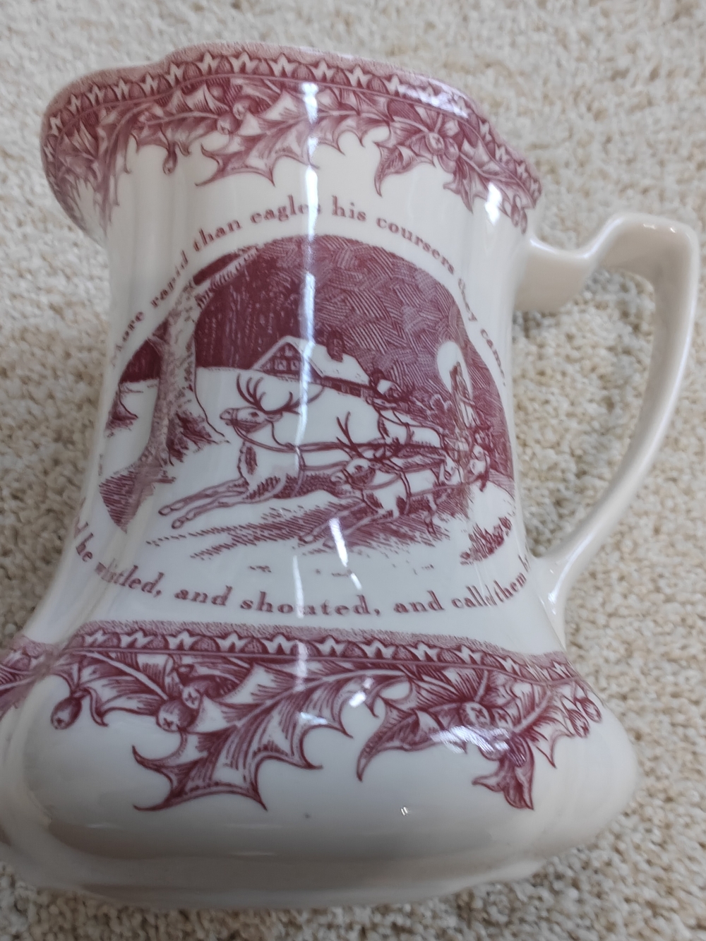 Johnson Brothers Red and White Holiday Ceramic Milk Jug - Picture 2 of 4